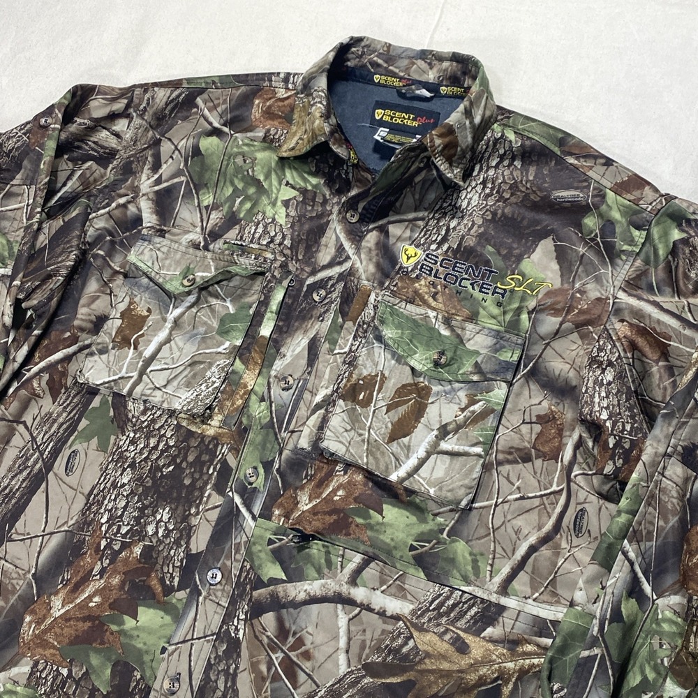 Scent Blocker Jacket Mens XL SLT Camo Realtree HardwoodsHunting ScentTek Shacket